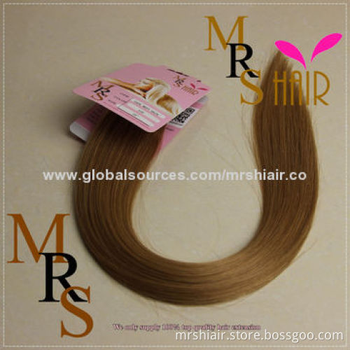 18-Inch medium brown 12# Malaysian silk straight tape extensions hair